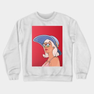 Retro poster woman wearing a hat Crewneck Sweatshirt